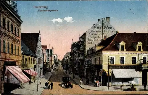 Ak Tschernjachowsk Insterburg Ostpreußen, Hindenburgstraße, Eisenwaren Franz Fahron