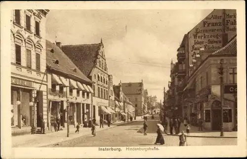 Ak Tschernjachowsk Insterburg Ostpreußen, Hindenburgstraße, Geschäfte