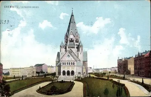 Ak Chemnitz Sachsen, Blick auf die Lutherkirche, Außenansicht