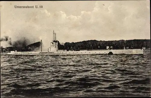 Ak Deutsches U Boot, Unterseeboot, SM U 10, Kaiserliche Marine