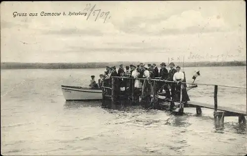 Ak Campow Utecht in Mecklenburg, Ratzeburger See, Boot Hedwig, Anlegestelle