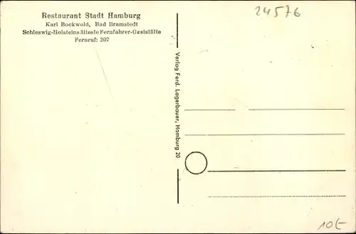 Ak Bad Bramstedt in Holstein, Restaurant Stadt Hamburg
