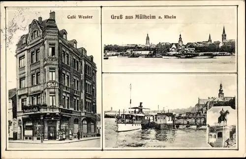 Ak Mülheim Köln am Rhein, Rhein, Café Wester
