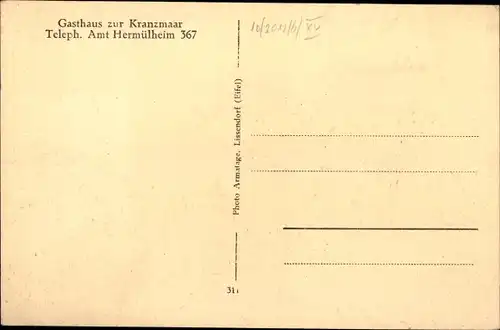 Ak Hermülheim Hürth im Rhein Erft Kreis, Gasthaus zur Kranzmaar