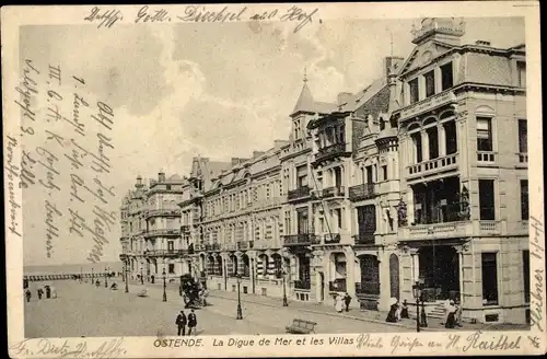 Ak Oostende Ostende Westflandern, La Digue de Mer et les Villas