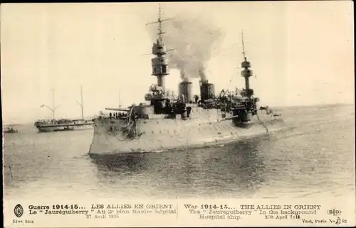 Ak Französisches Kriegsschiff Jauréguiberry, Navire hopital, I. WK