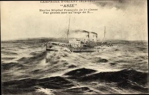 Ak Französisches Kriegsschiff, Campagne d'Orient 1914-1917, Navire Hopital Francais Asie