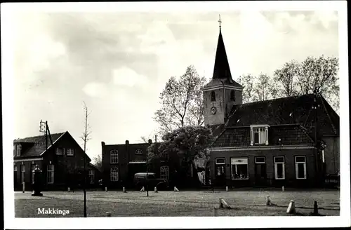 Ak Makkinga Friesland Niederlande, Platz, Kirche, Gebäude