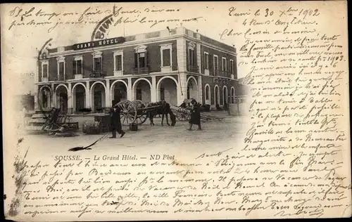 Ak Sousse Tunesien, Le Grand Hôtel, Fourel, Straßenansicht