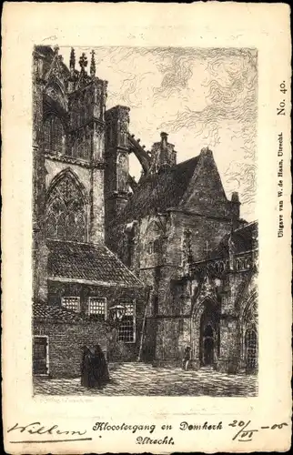 Künstler Ak Utrecht Niederlande, Kloostergang en Domkerk