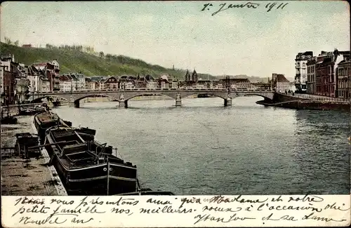 Ak Liège Lüttich Wallonien, Teilansicht mit Brücke, Pont Leopold