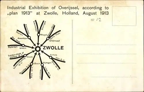 Landkarten Ak Zwolle Overijssel,Overijsselsche Nijverheids Tentoonstelling Plan 1913, Stadtansichten