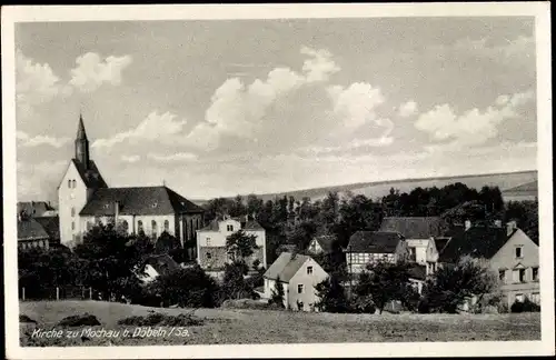 Ak Mochau Döbeln in Sachsen, Teilansicht der Ortschaft, Kirche