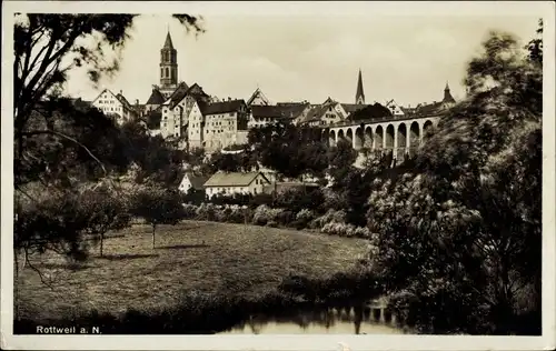 Ak Rottweil am Neckar, Ortsansicht, Brücke, Turm