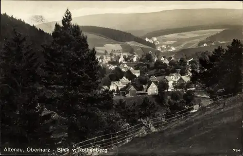 Ak Altenau Oberharz, Blick vom Rothenberg ins Tal, Ort