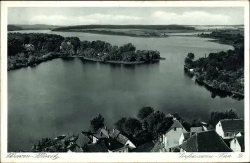 Ak Waren an der Müritz, Tiefwarensee, Blick aus der Vogelschau