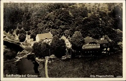 Ak Höfgen Grimma in Sachsen, Schiffmühle, Fliegeraufnahme