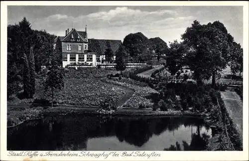 Ak Bad Salzuflen im Kreis Lippe, Partie am Schwaghof, Gastwirtschaft, Blick auf Garten