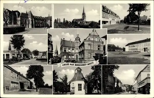 Ak Borghorst Steinfurt in Westfalen, Kirche, Platz, Teilansichten