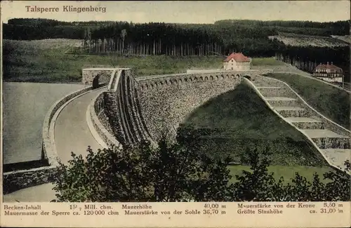 Ak Klingenberg im Erzgebirge Sachsen, Talsperre