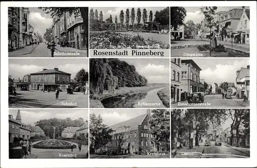 Ak Pinneberg in Holstein, Bahnhof, Rosenhof, Damm, Kreishaus, Dingstätte