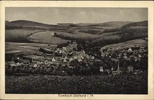 Ak Tambach Dietharz in Thüringen, Panorama, Kirchturm