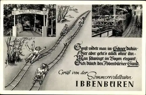 Ak Ibbenbüren im Tecklenburger Land, Sommerrodelbahn, Eingang, Gedicht