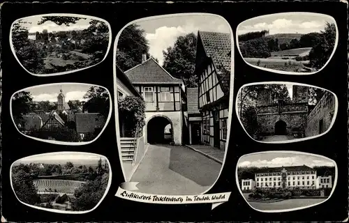 Ak Tecklenburg am Teutoburger Wald Westfalen, Panorama, Umgebung, Kirche, Tor