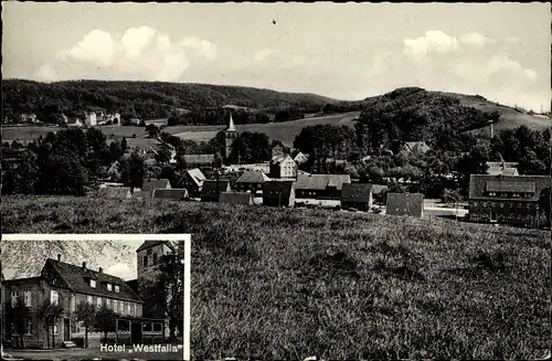 Ak Brochterbeck Tecklenburg in Nordrhein Westfalen, Panorama von der Ortschaft, Hotel Westfalia