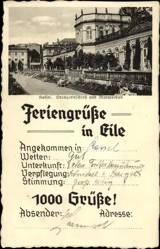 Ak Kassel in Hessen, Orangerieschloss und Marmorbad