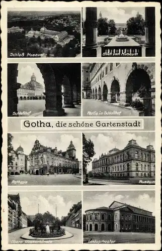 Ak Gotha in Thüringen, Rathaus, Museum, Landestheater, Partie im Schlosshof, Schlossmuseum