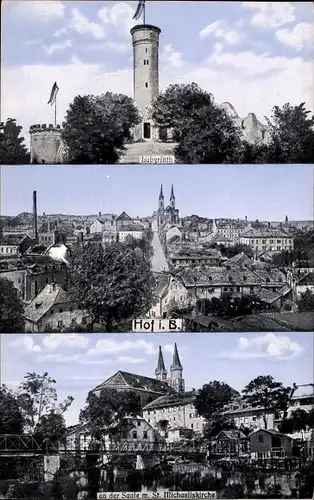 Ak Hof an der Saale Oberfranken Bayern, Labyrinth, Stadt, St. Michaeliskirche