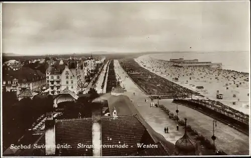 Ak Świnoujście Swinemünde Pommern, Strandpromenade, Strand