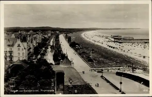 Ak Świnoujście Swinemünde Pommern, Strandpromenade
