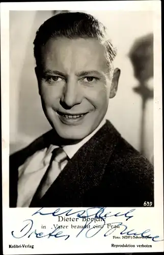 Ak Schauspieler Dieter Borsche, Portrait, Autogramm, Vater braucht eine Frau