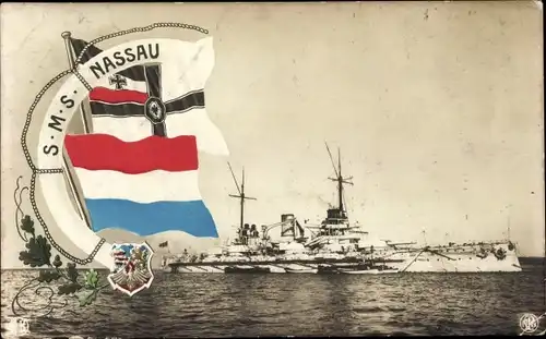 Ak Deutsches Kriegsschiff, SMS Nassau, Großlinienschiff