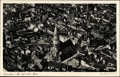 Ak Zwickau in Sachsen, Luftbild der Stadt mit Dom