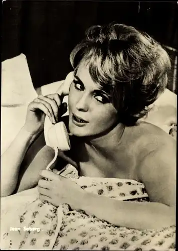 Ak Schauspielerin Jean Seberg, Portrait am Telefon, Diamantenbillard