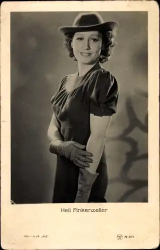 Ak Schauspielerin Heli Finkenzeller, Portrait mit Hut