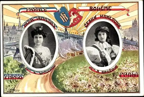 Wappen Künstler Ak Slavnost Kraloven Kvetin 1910 Praze, E. Gaillard, R. Brozova