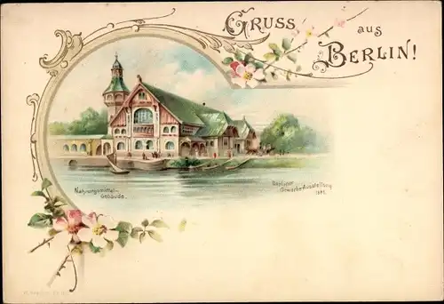 Litho Berliner Gewerbeausstellung 1896, Nahrungsmittelgebäude