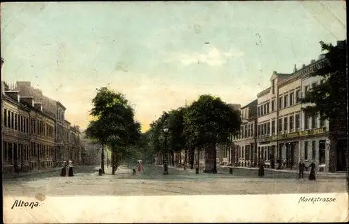 Ak Hamburg Altona, Partie an der Marktstraße, Passanten, Geschäfte