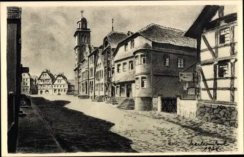 Künstler Ak Winkel, Karl, Lauterbach an der Lauter Hessen, Marktplatz