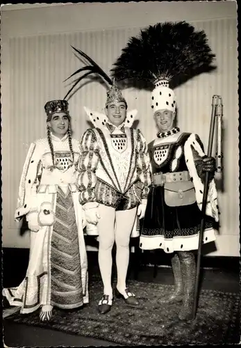 Ak Köln am Rhein, Karneval 1958, Prinz Karneval Walter I., Bauer Hans und Jungfrau Carla