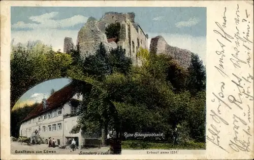 Ak Schönberg Seelbach im Schwarzwald Baden, Gasthaus zum Löwen, Ruine Hohengeroldseck
