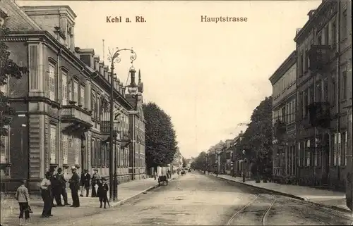 Ak Kehl am Rhein, Hauptstraße, Passanten