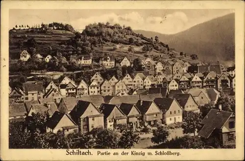 Ak Schiltach im Schwarzwald, Partie an der Kinzig mit Schlossberg