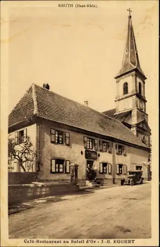 Ak Kruth Krüt Elsass Haut Rhin, Cafe-Restaurant au Soleil d'Or