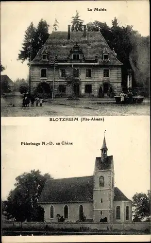Ak Blotzheim Elsass Haut Rhin, La Mairie, Pelerinage Notre Dame au Chene