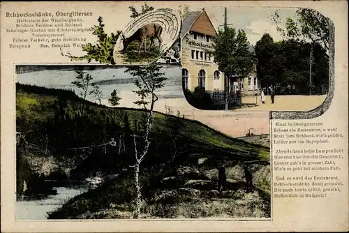 Ak Dresden Süd Gittersee, Obergittersee, Rehbockschänke, Gedicht
